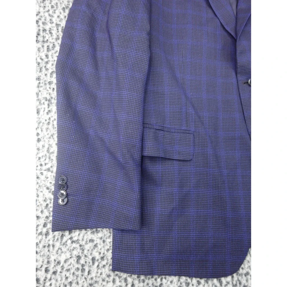Peter Millar Sport Coat Mens 46R Navy Blue Purple Check Blazer Excellent Canada